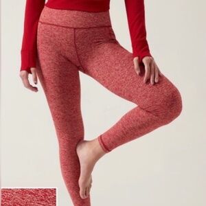 Athleta Decadent Red Salutation Stash Pocket Softluxe Tight, Small Tall